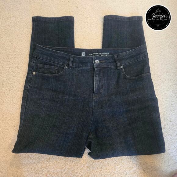 Liz Claiborne Secretly Slender Dark Wash Slim Leg Jeans Size 12P - Picture 2 of 8